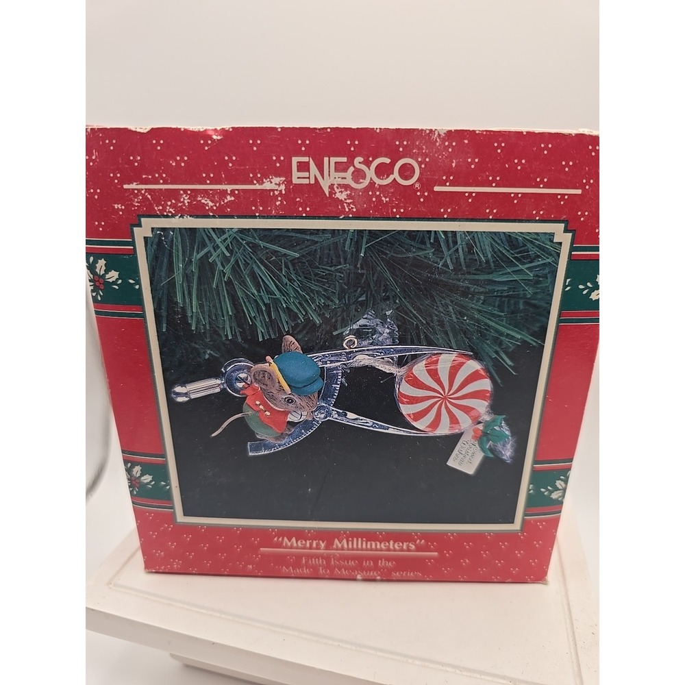 1991 ENESCO ORNAMENT ~ " MERRY MILLIMETERS " ~ 5th IN ' MADE TO MEASURE ' SERIES